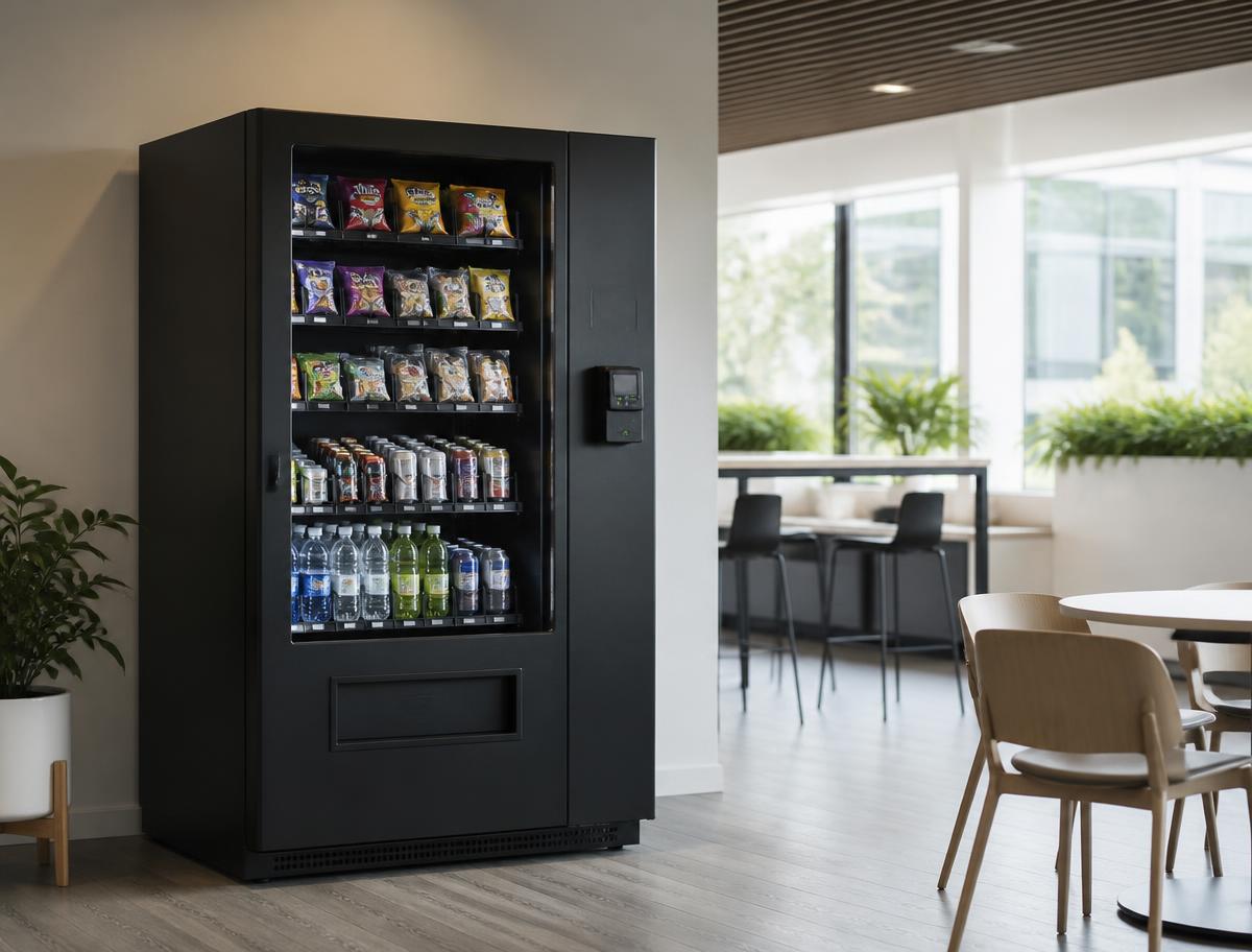 Modern cashless snack and drink vending machine in a Melbourne workplace breakout area